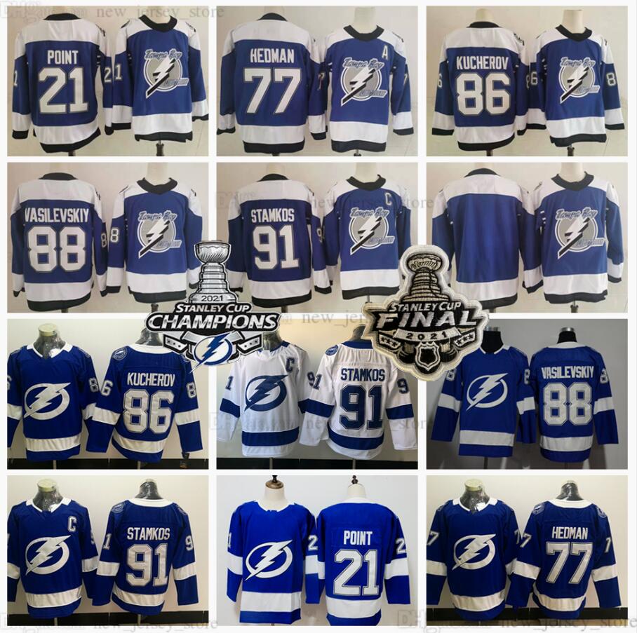 

Tampa Bay Lightning Ice Hockey Jersey 2021 Stanley Cup Final Reverse Retro Steven 91 Stamkos 88 Andrei Vasilevskiy 77 Victor Hedman 86 Nikita Kucherov Brayden Point, As picture