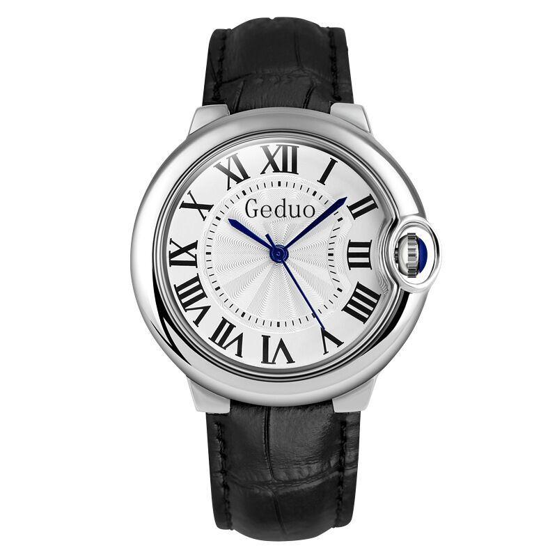 

Wristwatches Luxury White Balloon Sapphire Fashion Business Men's Watch Casual Leather Simple Couple Quartz For Women Gift, Black-women