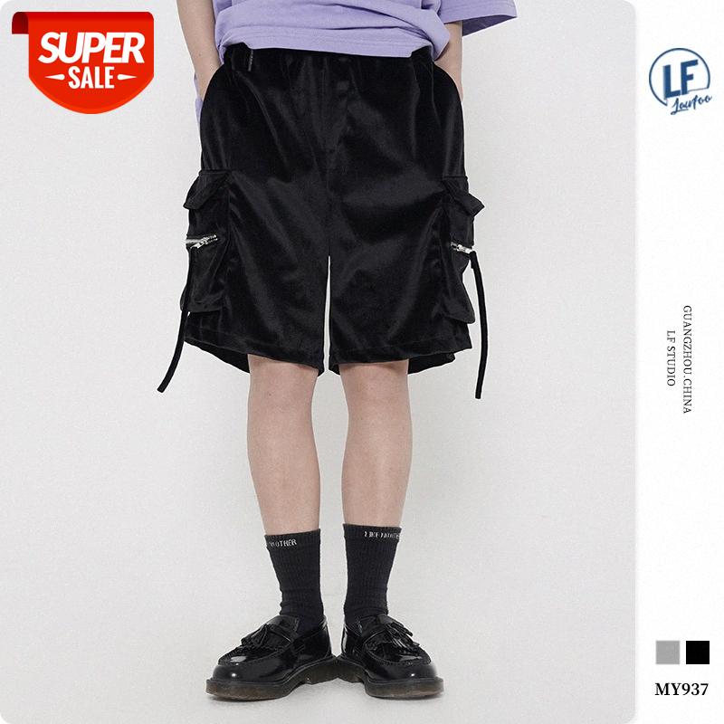 

LawFoo Men's Velvet Pocket Cargo Shorts Casual Pants #H44a, Black