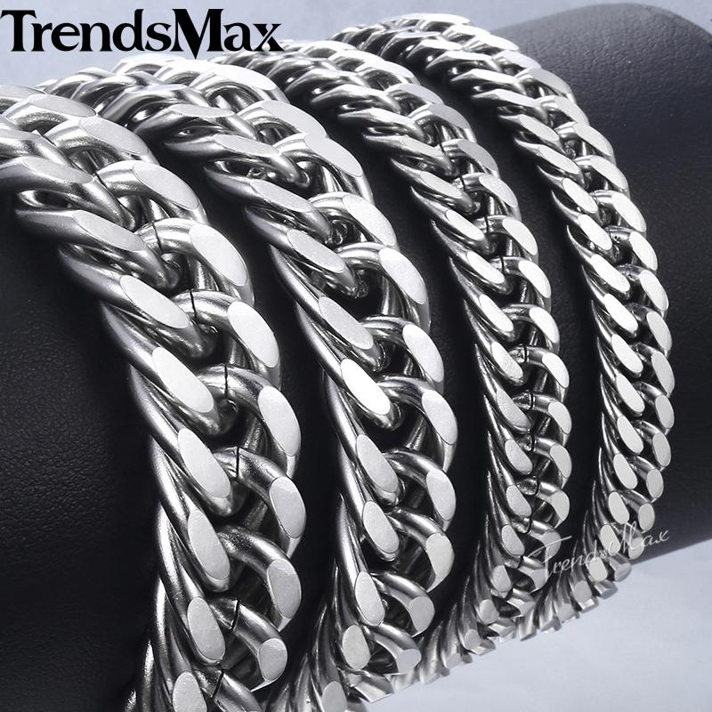 

Link, Chain Trendsmax 7/9/11/13mm Men Bracelets Stainless Steel Bracelet Silver Color Curb Cuban Link Men's Jewelry KBM07