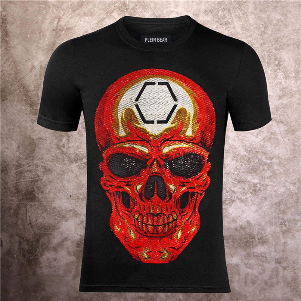 

PLEIN BEAR T SHIRT Mens Designer Tshirts Rhinestone Skull Men T-shirts Classical High Quality Hip Hop Streetwear Tshirt Casual Top Tees PB 16064, Black