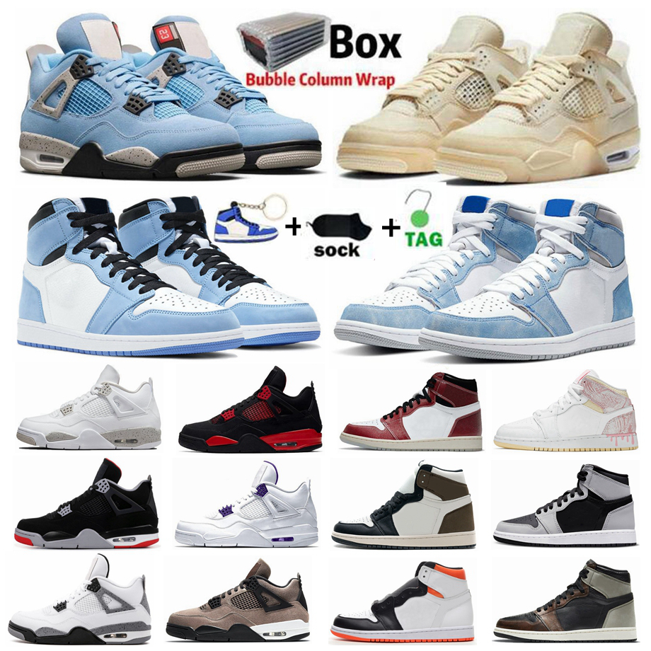 

University Blue Black Cat 4 4s Hype Royal 1s Jumpman 1 Basketball Shoes Sail White Cement Guava Ice Dark Mocha UNC Obsidian Sports Outdoor Sneakers, 11
