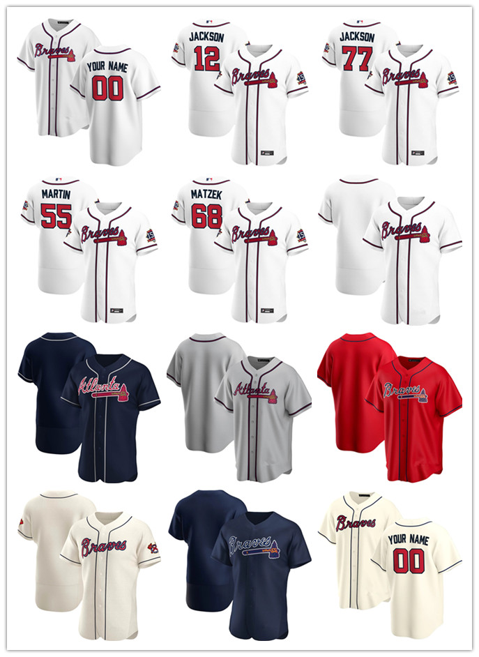 

Custom Jersey Men Atlanta Braves 12 Alex Jackson 77 Luke Jackson 55 Chris Martin 68 Tyler Matzek Baseball Jerseys white, Blue;black