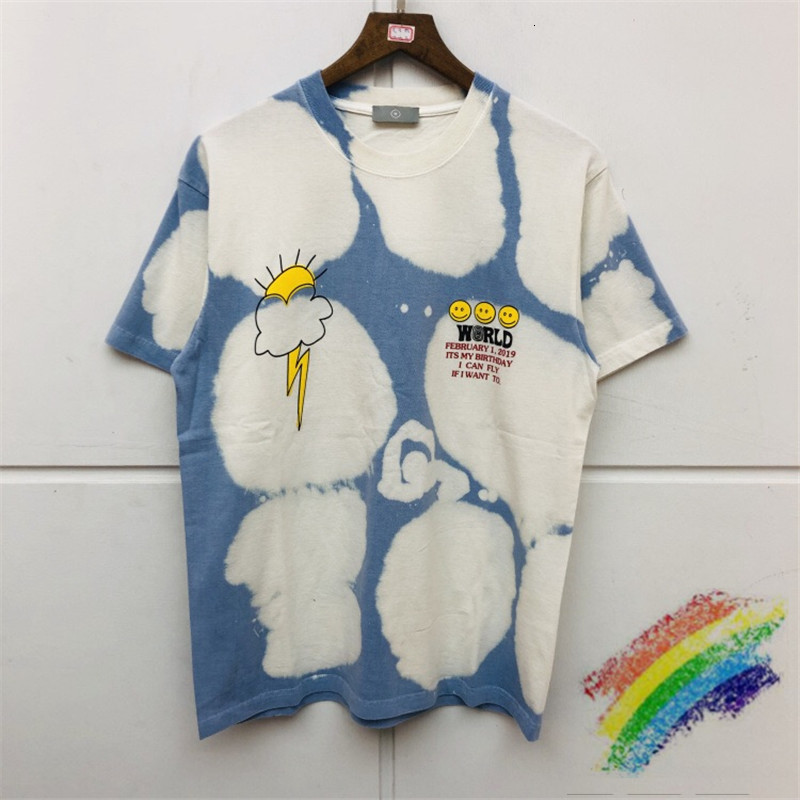 

New Astroworld T-shirt Men Women Best Quality Travis Scott T-shirts Run Tie Dye Top Tea, White