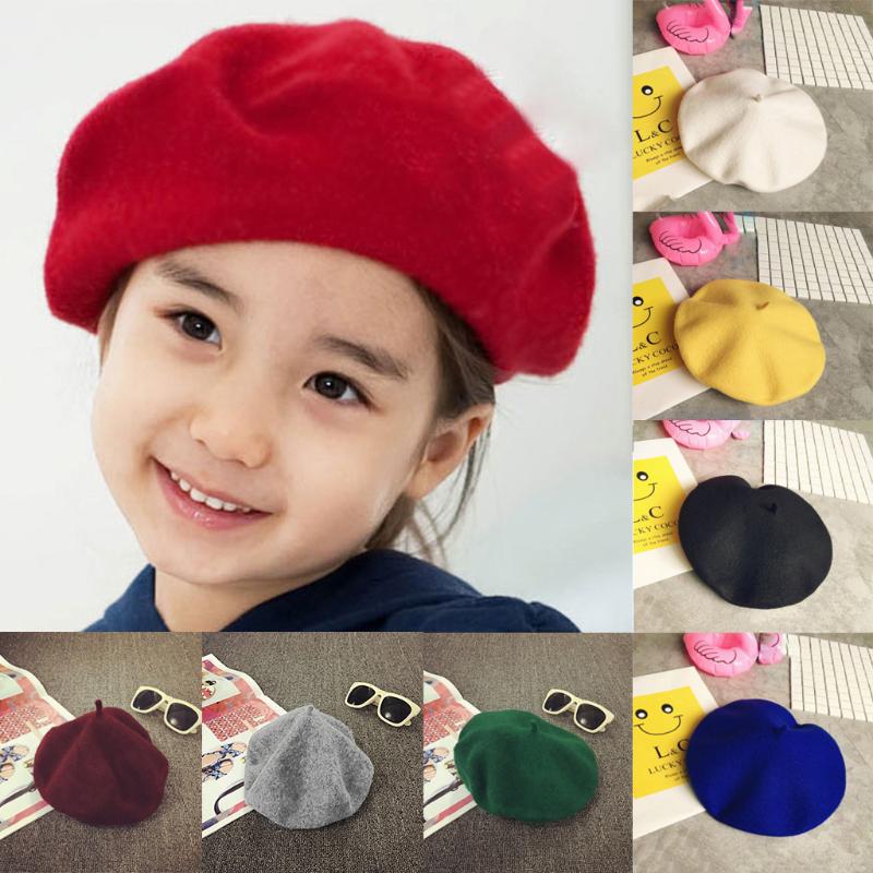 

Hair Accessories Youth Baseball Cap Color Children Beret Girls Scarf Hat Retro Wool Head Wrap Stretch Kids Straw Costume KidsHair, Black