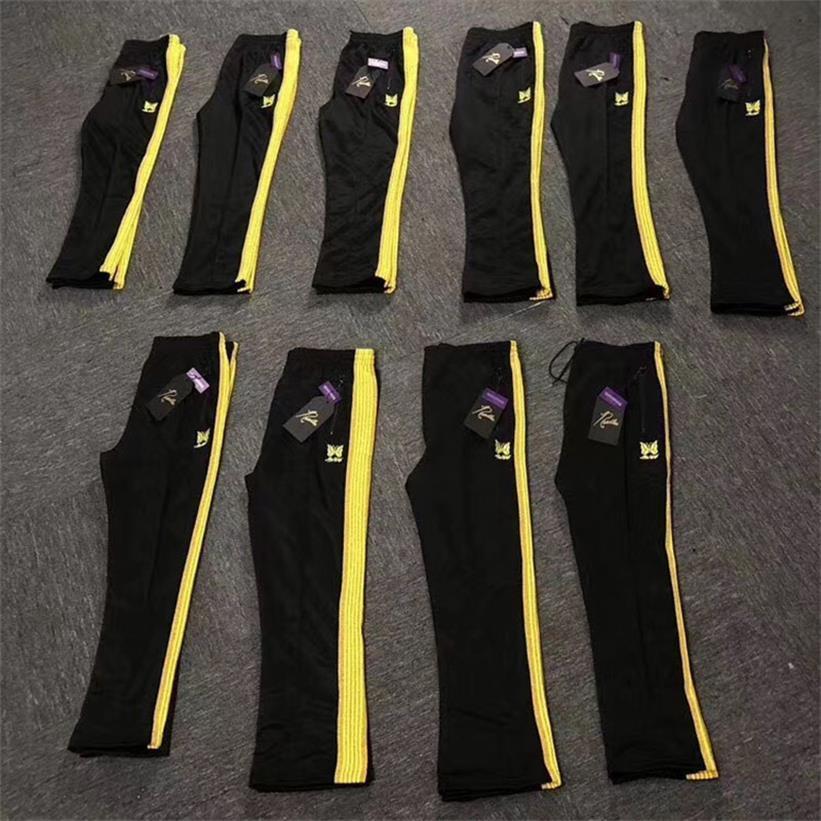 

Women 1:1 Casual Awge Needles Pants Sweatpants Butterfly Embroidery Trousers Joggers Yellow Red Striped