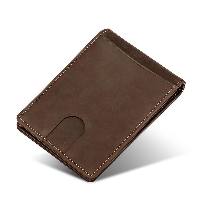 

Ultra Thin Rfid Genuine Leather Men's Wallet Leisure Crazy Horse Man Money Clip Multi Card Holder Business Mens Purse 45, Black