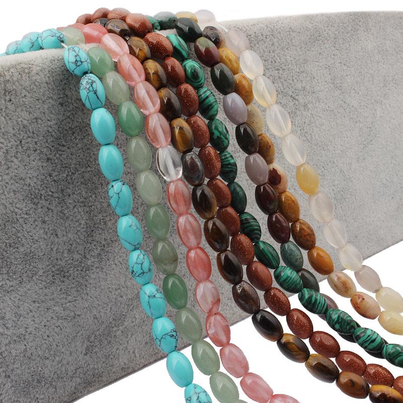 

Other 44pcs/string 6*9mm Olive Shape Natural Stone Beads For Jewelry Making Tiger Eye DIY Bracelets Accessories