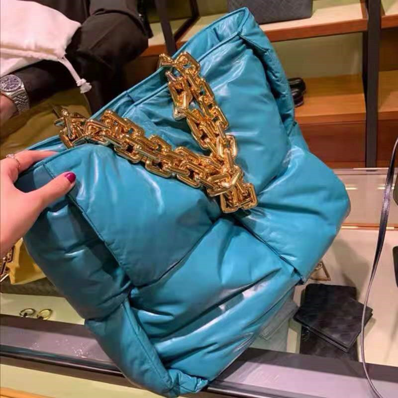 

High Quality Stuffed Handbag Women Large Evening Bag Designer Shoulder Bags Thick Acrylic Chain Hand Purse