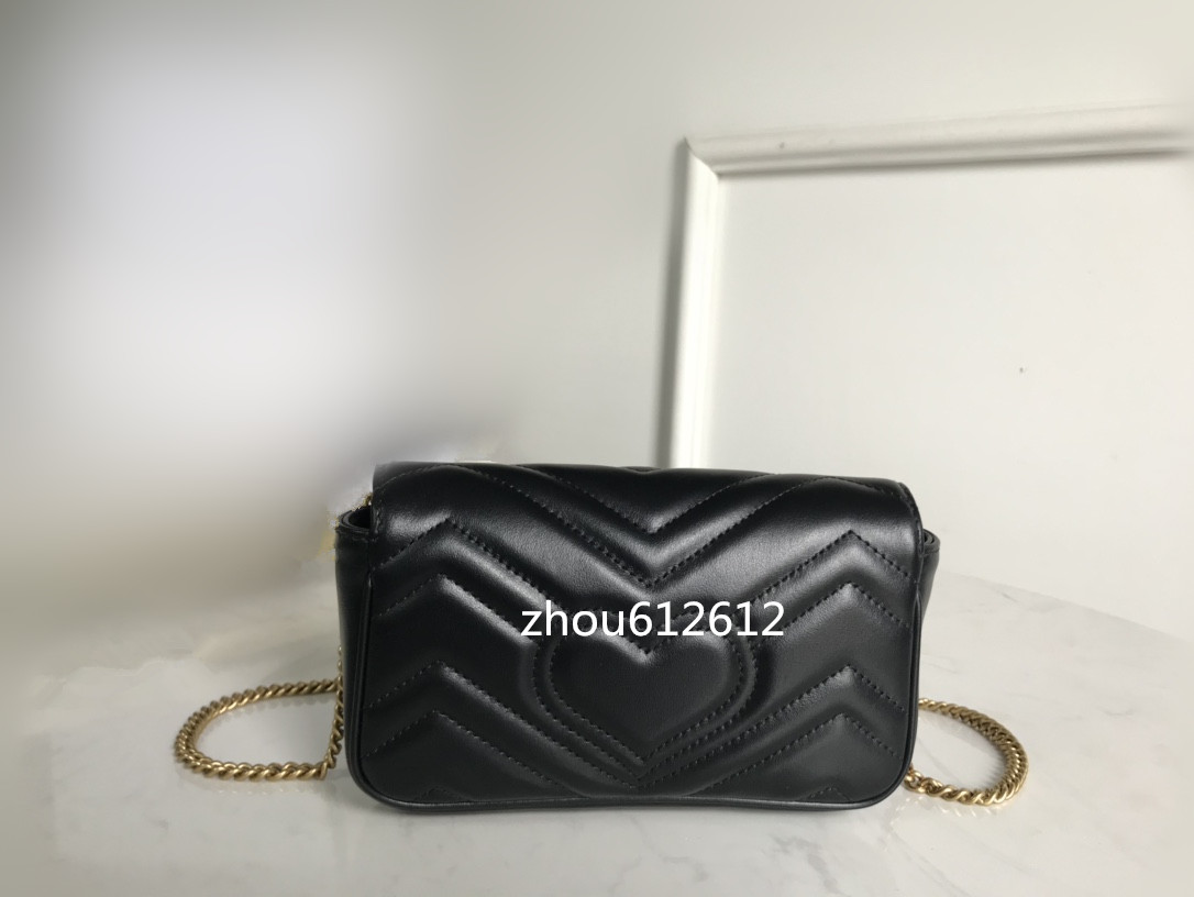 

High Quality Nano Genuine Leather Chain Messenger Bags Super Mini Bag Fashion Women Crossbody Purse Designer Wallet Handbag 16.5cm, Black