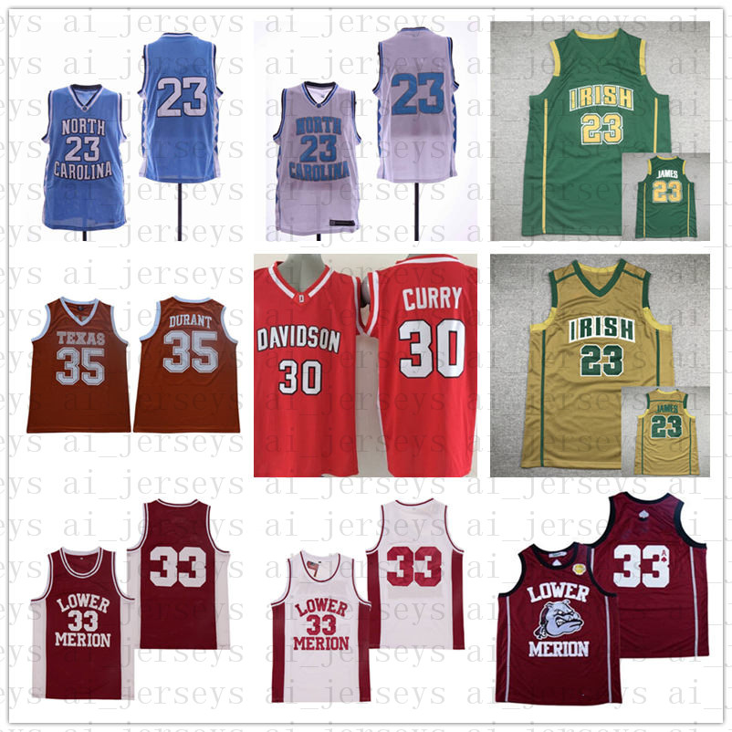 

Stitched 30 Curry 35 Durant 23 James 23 Mj Basketball High School University Jersey Size S  L XL XXL, Black