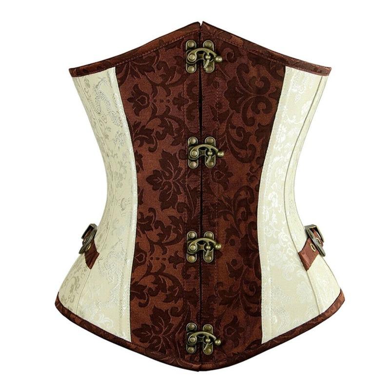 

Women' Shapers Corset Under The Bust Waist Training Brown Lace Abdomen Plastic Cincher Trainer, As pic