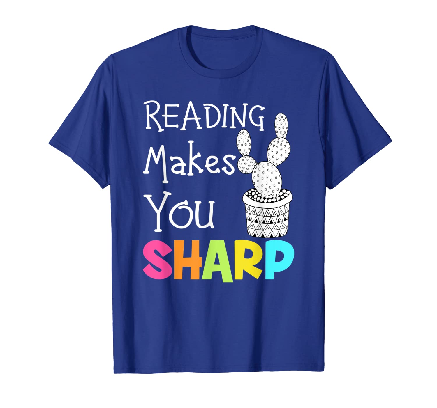 

reading makes you sharp t-shirt cactus book lovers gifts kid t-shirt, White;black