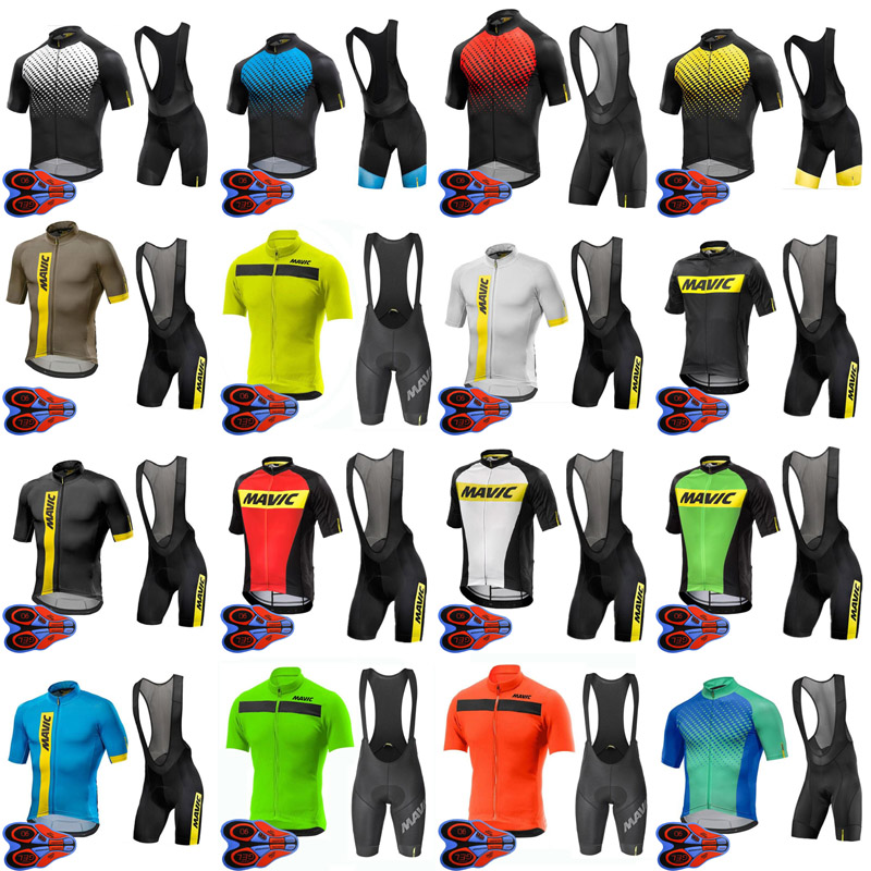 

MAVIC team Cycling Short Sleeves jersey bib shorts sets MTB Bike clothing breathable Racing Bcycle Outfits outdoo Sportswear S21042826, Black;red