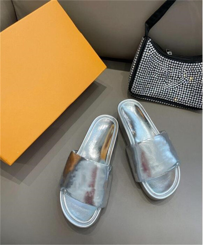 

Jumbo Platform Slippers Mules Women Spring Summer Coussin Style Lambskin Super Soft Lady Fushia Silver Black White Purple Slides 35-41