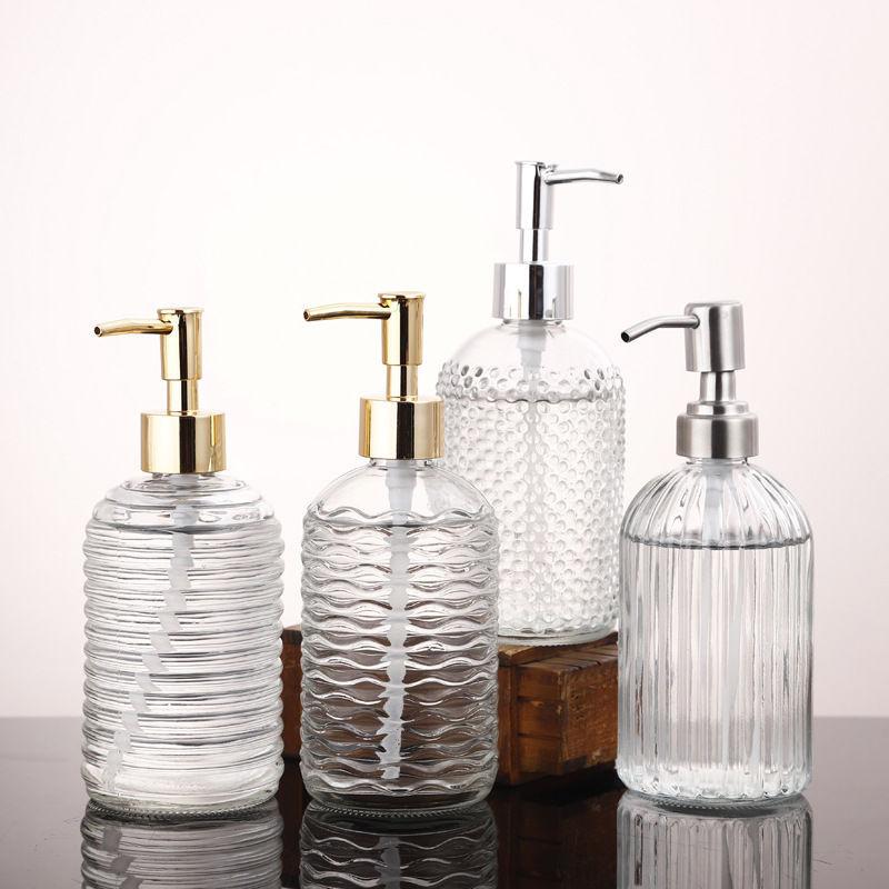 

Storage Bottles & Jars 500ml Glass Vintage Manual Pressure Liquid Soap Dispenser Bathroom Sink Accessory