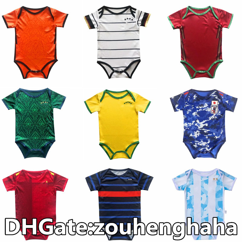 

Baby European Cup soccer Jersey Infant Spain 2021 22 Argentina bambin 6-18 months Ball Squad Bodysuit Mexico Crawling clothes futbol Italy, Black;yellow