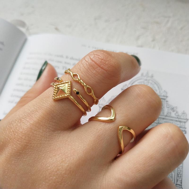 

Cluster Rings SHANICE 100% 925 Sterling Silver Matching For Women Anillos Mujer Gold Ring Set Bagues Girls Anillo Bohemian Jewellery, Golden;silver