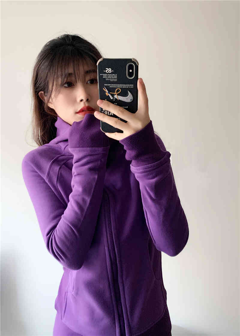 

Sweater Lulu Scuba Hoodie Running Jackets Zipper Yoga Coat Sportwear Thumb Hole Clothing, Black