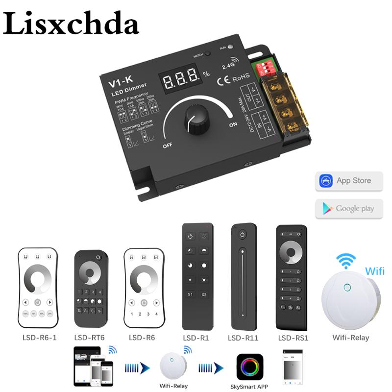 

Rotary Dimmer DC12V 24V 20A PWM RF 2.4G Wireless Frequency Adjustable Smart Wifi Knob LED Switch For Single Color Strip Dimmers