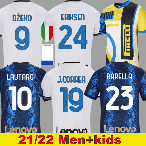 

21 22 INTER away soccer jersey DZEKO MILAN VIDAL BARELLA LAUTARO ERIKSEN ALEXIS HAKIMI football shirt 2021 2022 uniforms men + kids kit set 4th fourth