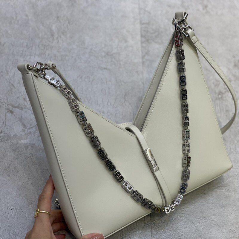 

V-shaped Cut Out Handbags Shoulder Diagonal Bags for women 2021 Chain designer Bag girls Personalized Metal Underarm-bag Simple, Red