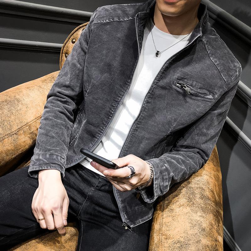 

Men's Jackets Autumn Retro Denim Jacket Youth Casual Male Korean Version Of The Trend Pure Color Cotton, Gray