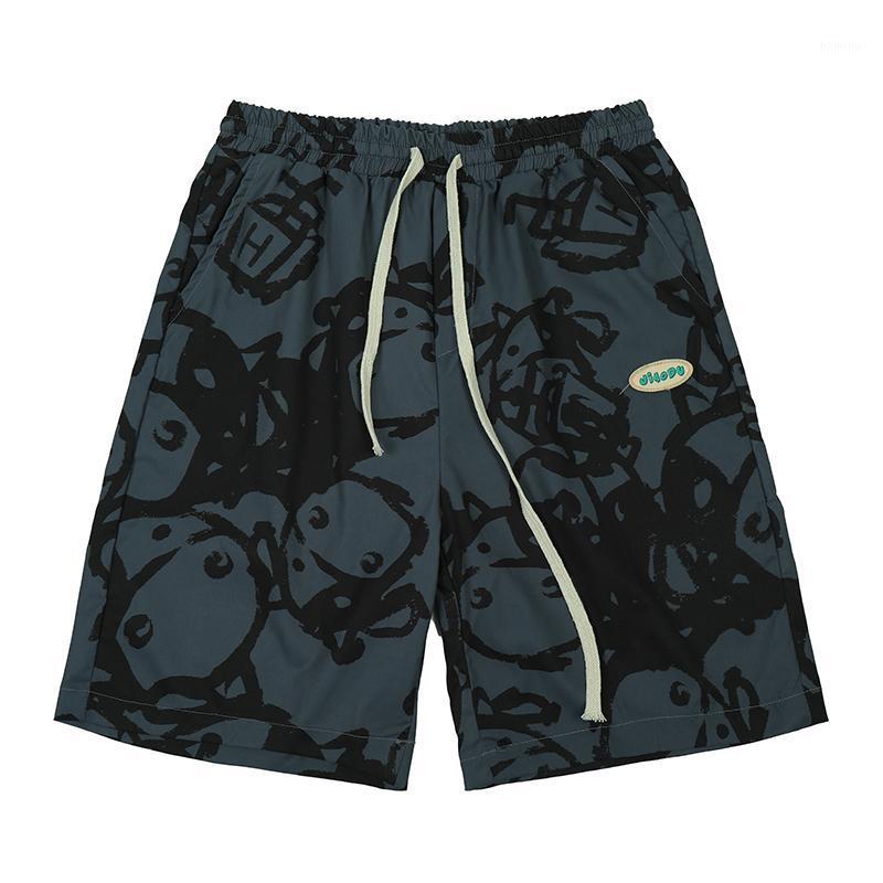 

Men' Shorts Summer High Waist Wide Leg Mens Fashion Beach Style Straight Print Trouser Male Pink Blue Vintage Plus Size Bottoms, Black