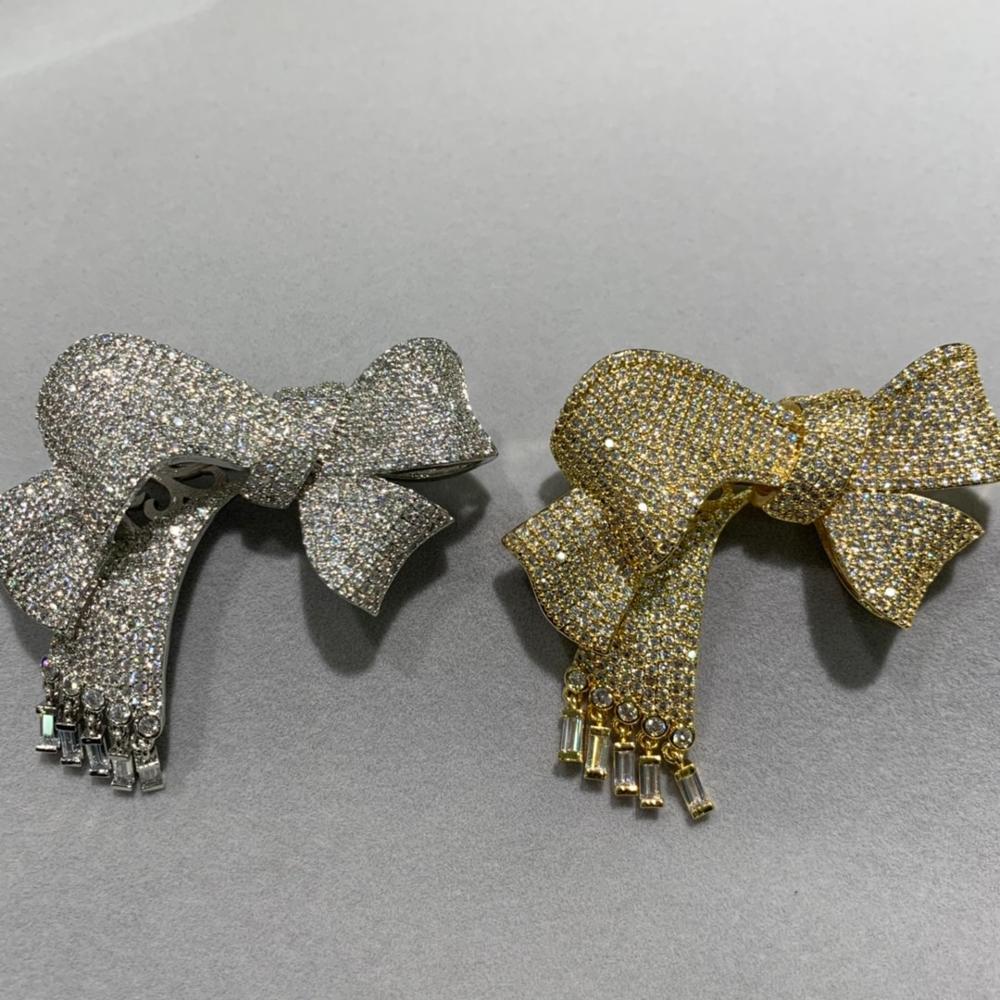 

bowknot brooch pins copper with cubic zircon fashion women jewelry classic