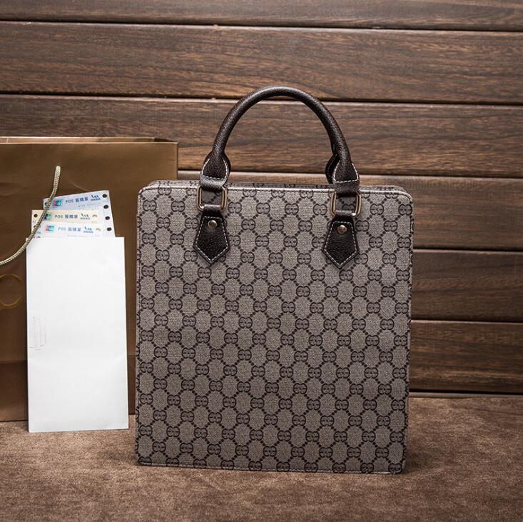 

Wholesale brand women bag classic printed business handbag fashion professional leather mens and womens hand-held file bags vintage Men handbags, Coffee1