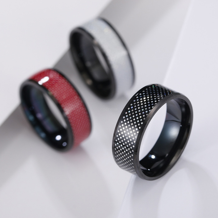 

Black Stainless Steel Shiny Spot Ring Bands Contrast Color Rings for Women Men Fashion Jewelry gift Will and Sandy, Silver