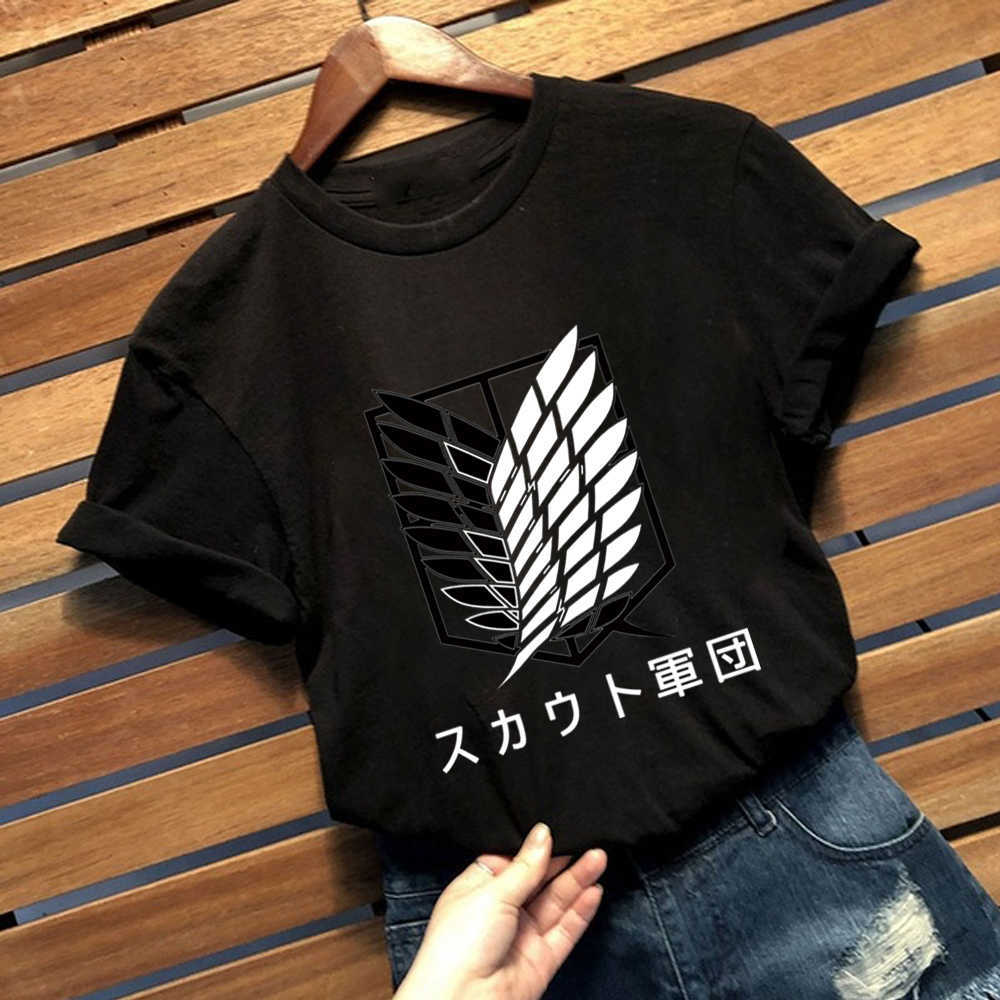 

Anime Attack on Titan Tshirt Manga Shirts Short Sleeved Tee Shirt Tops X0621, Black