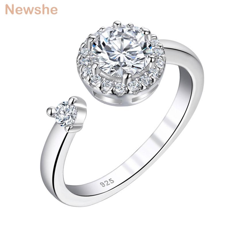 

Cluster Rings She Solid 925 Sterling Silver Wedding Engagement For Women Korean Style Open Ring Cz Exquisite Jewelry, Golden;silver