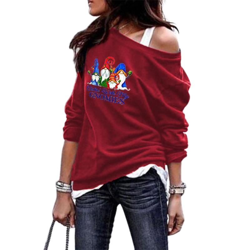 

Women' Hoodies & Sweatshirts Christmas Strapless Sexy Fall Winter Women One Shoulder Sweatshirt Xmas Casual Pullover Blouse Top Female Clot, Black