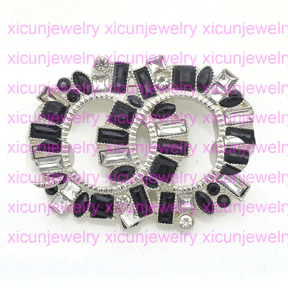 

Women Rhinestone Pin Jewelry C Letter Designer Brooches Crystal Diamond Luxury Pins Alloy Gold Silver Plated Brooch Clothing, Gray