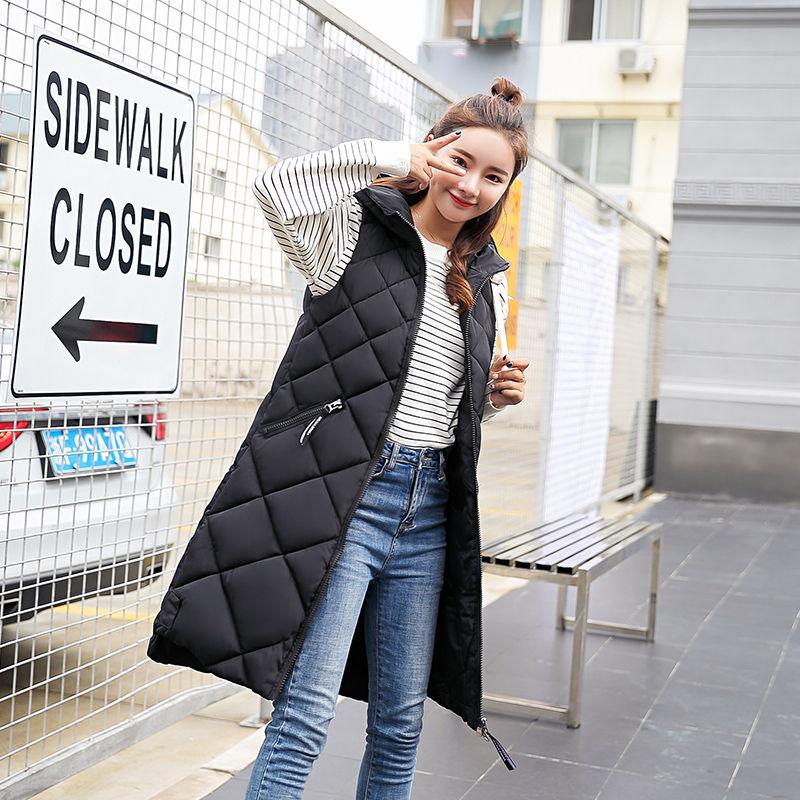 

Cotton Vest Women's Autumn Winter Down Cotton-Padded Hooded Loose Vests, Black