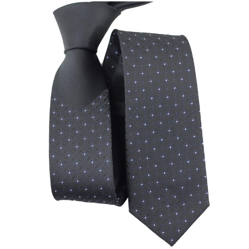 Neck Ties Coachella Black Knot Check W Silver Dots Necktie Microfiber Men Skinny Tie 6CM-image-738006990