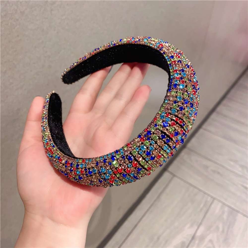 Wide mixed color sponge hairband Baroque party show Headband-image-695839306