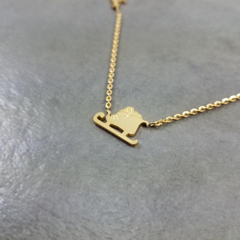 Pendant Necklaces Elk Santa Claus Long Chain Pendants Women Kids Merry Christmas Jewelry Stainless Steel Gold Color Sled Collier Femme-image-709029182