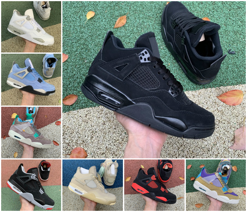 

Retro 4 4s Basketball Shoes Jumpman Mens Women University Blue Sail White Cement Military Black Cat Bred Red Thunder Infrared Midnight Navy Pure Money Sport Sneakers, Bubble package bag