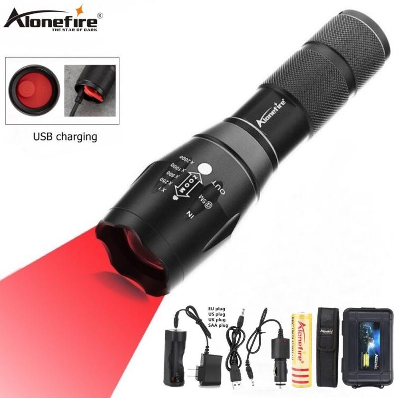 

Alonefire G700-C Red Zoom LED Torch Hunting Light Aluminum Self Defense Tactical Flashlights Torches