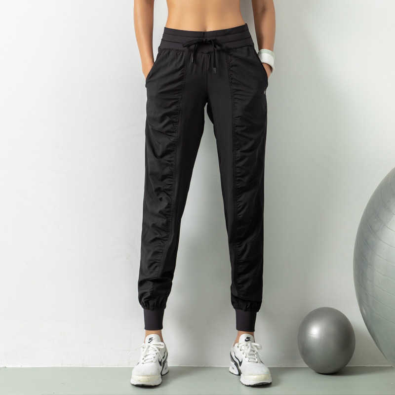 

Yoga Pants Drawstring Elastic Waist Joggers Loose Fit Breathable Gym Clothes Women Sports Pants Running Fitness Pocket Casual Overall Tights, Black