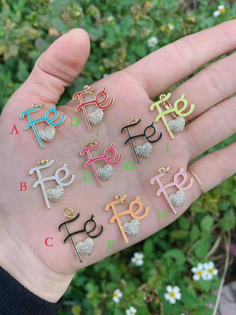 

Charms 2pcs/lot Gold Plated Cubic Zircon CZ Paved Necklace Pendant Jewelry, Bronze;silver