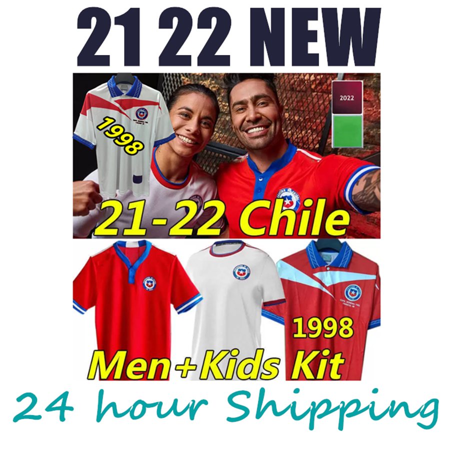 

21 22 Chile Soccer Jerseys chilean kids kit 2021 2022 Vidal Alexis Sanchez Felipe Mora Erick Pulgar 1998 Retro men t-shirt #11 SALAS Zamorano adult set, 1998 home