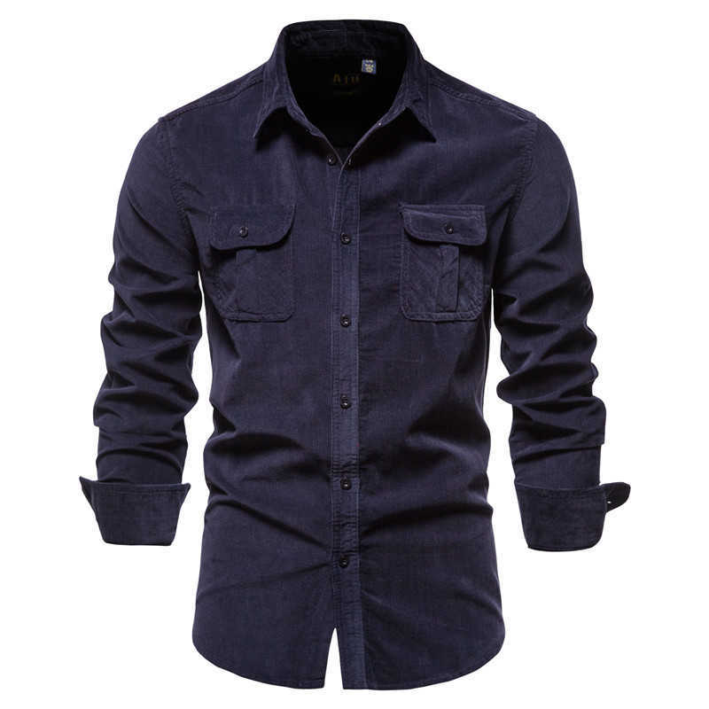 

2020 Spring and Autumn High Quality Casual Stand Collar Workwear Men's Jacket Cotton Corduroy White Warm Jacket X0621, Brown