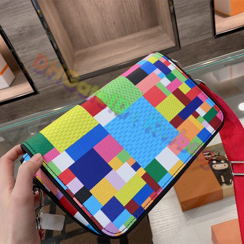 

2021 ins men Fashion colorful Classic Messenger bag Luxurys Designers Bags women top quality Leather shoulder Handbags Cross Body handbag Co