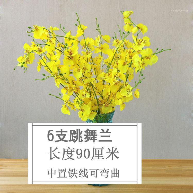 

Planters & Pots Indoor Simulation Flower, Artificial Dry Bouquet, Yellow Dancing Orchid, Plastic Living Room Decoration, Flower