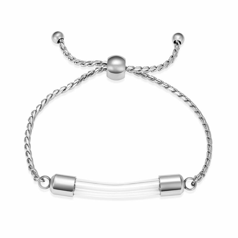 

Bangle Stainless Steel Cremation Bracelet For Ashes - Transparent Glass Tube Urn Memorial Jewelry Men Women
