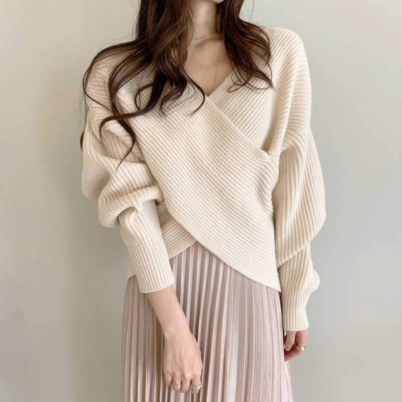 

Women's Sweaters Elegant long-sleeve lungs arrival simple Korean autumn style with v-neck cleavage of loose ladies knitted or crocheted w575 shirts PU5V, 1# shoe box