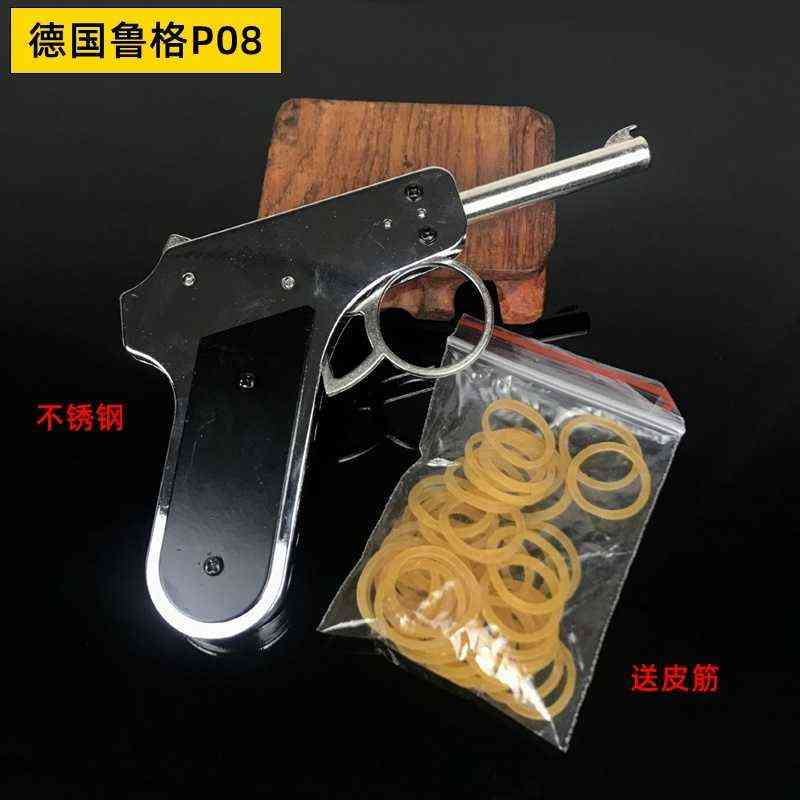 

german luge p08 new pistol, continuous rubber band model gun, metal weapon 13cm
